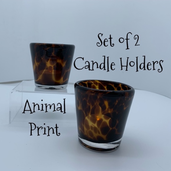 Other - EUC Animal Print Candle Holders in Black & Brown for Votives or Tea Lights